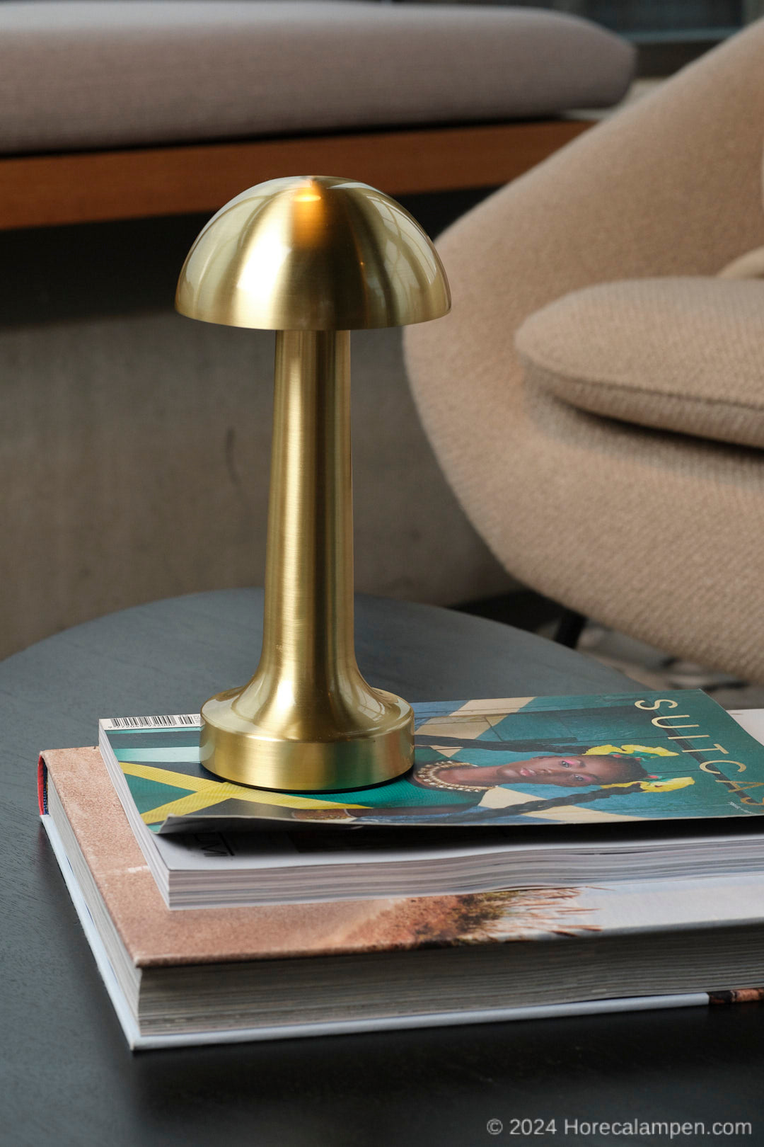 Table lamp gold Round head steel – - Main Image