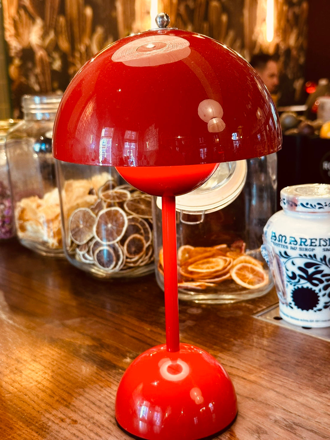 Flowerpot table lamp LED rechargeable red